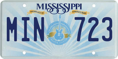 MS license plate MIN723