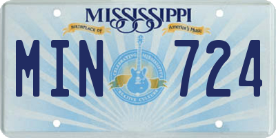 MS license plate MIN724