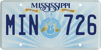 MS license plate MIN726