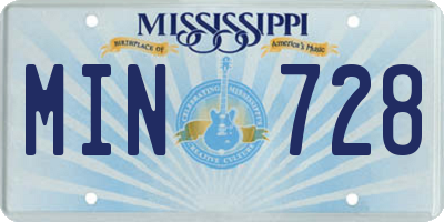 MS license plate MIN728