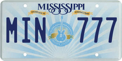 MS license plate MIN777