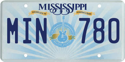 MS license plate MIN780