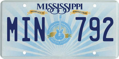MS license plate MIN792