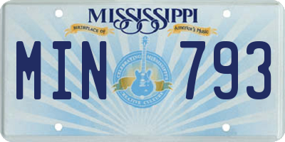 MS license plate MIN793
