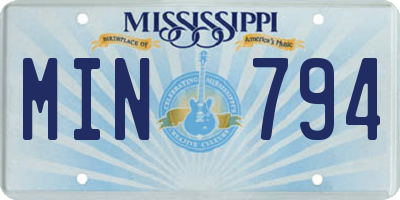 MS license plate MIN794