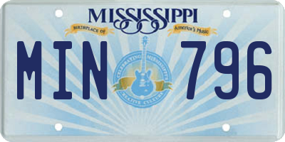 MS license plate MIN796