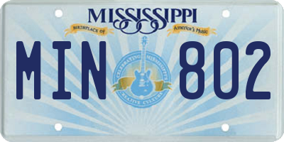 MS license plate MIN802