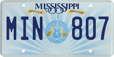 MS license plate MIN807