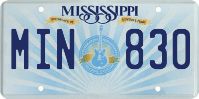 MS license plate MIN830