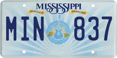 MS license plate MIN837