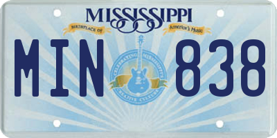 MS license plate MIN838