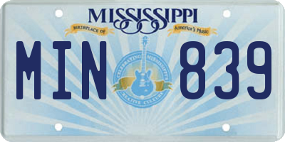 MS license plate MIN839