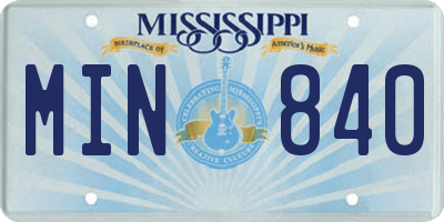 MS license plate MIN840