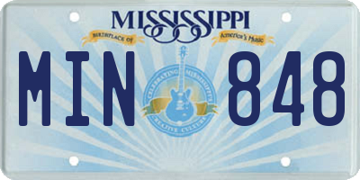 MS license plate MIN848