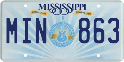 MS license plate MIN863