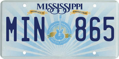 MS license plate MIN865