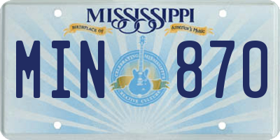 MS license plate MIN870
