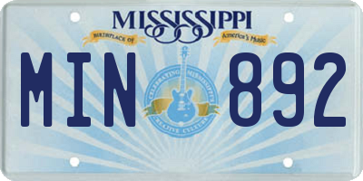 MS license plate MIN892