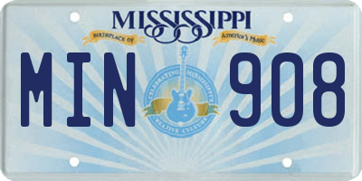 MS license plate MIN908