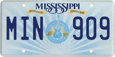 MS license plate MIN909