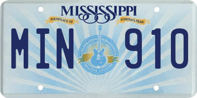 MS license plate MIN910