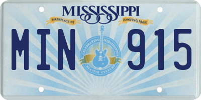 MS license plate MIN915