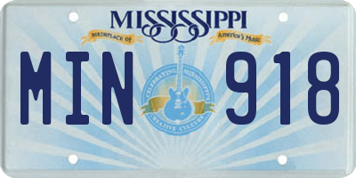 MS license plate MIN918