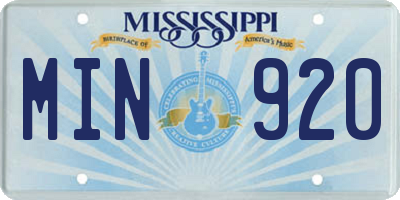 MS license plate MIN920