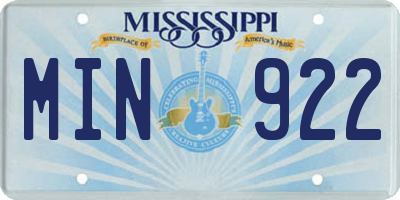 MS license plate MIN922