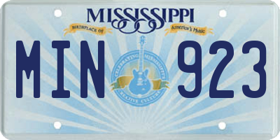 MS license plate MIN923