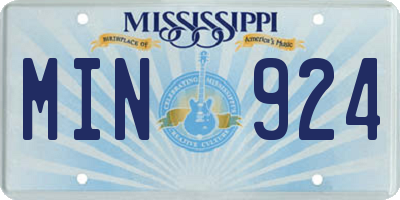 MS license plate MIN924
