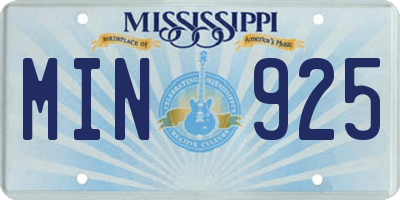 MS license plate MIN925