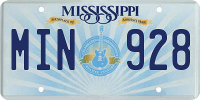 MS license plate MIN928