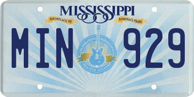 MS license plate MIN929