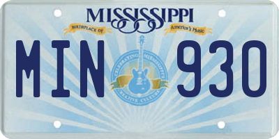MS license plate MIN930
