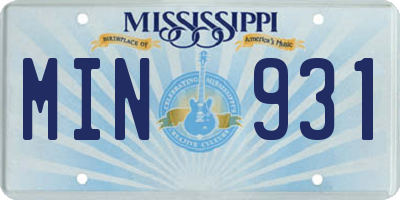 MS license plate MIN931