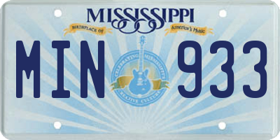 MS license plate MIN933