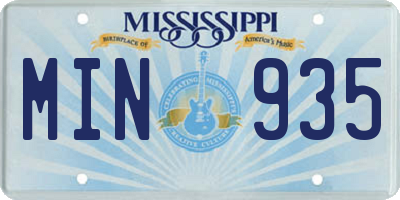 MS license plate MIN935