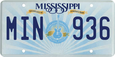 MS license plate MIN936