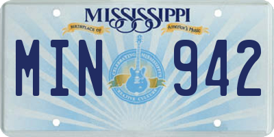 MS license plate MIN942