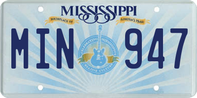 MS license plate MIN947