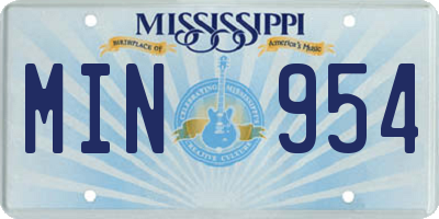 MS license plate MIN954
