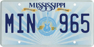 MS license plate MIN965