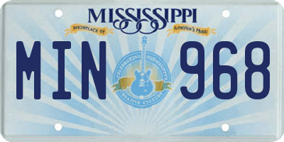 MS license plate MIN968
