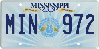 MS license plate MIN972