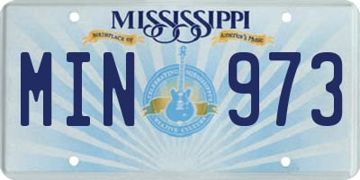 MS license plate MIN973
