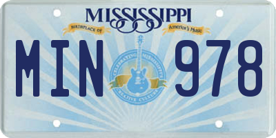 MS license plate MIN978