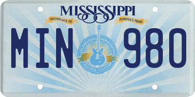 MS license plate MIN980