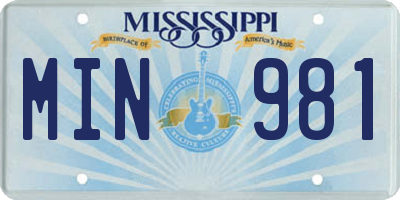 MS license plate MIN981