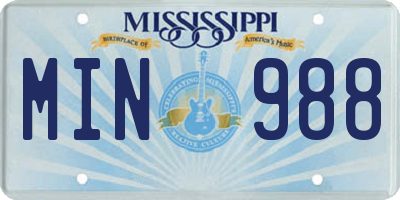 MS license plate MIN988